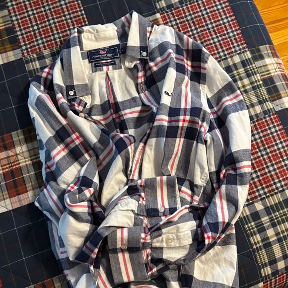 Vineyard Vines Other - Vineyard Vines Navy and Red flannel Plaid Shirt